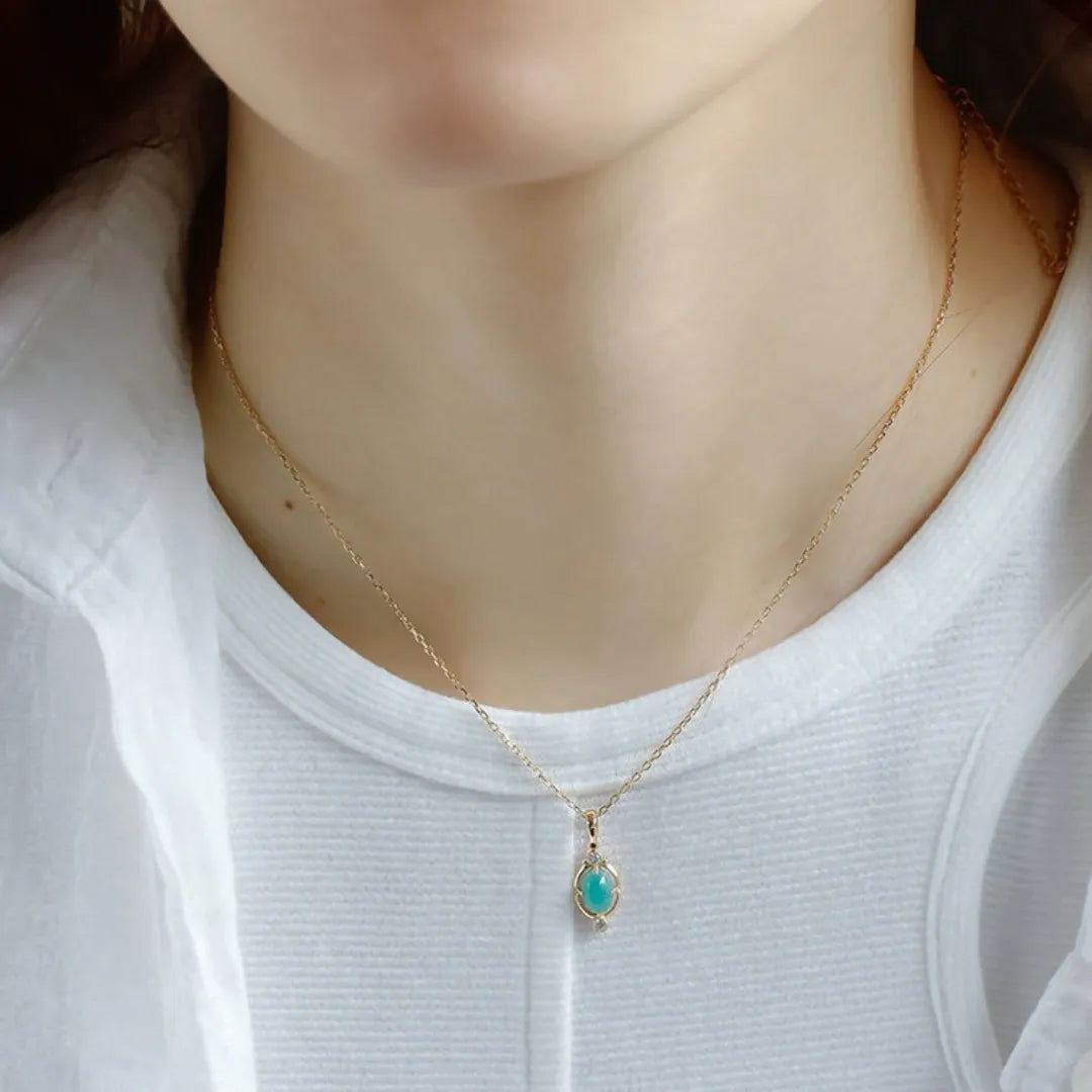 Collar Amazonita "Serenidad Dulce" Plata Dorada Oro