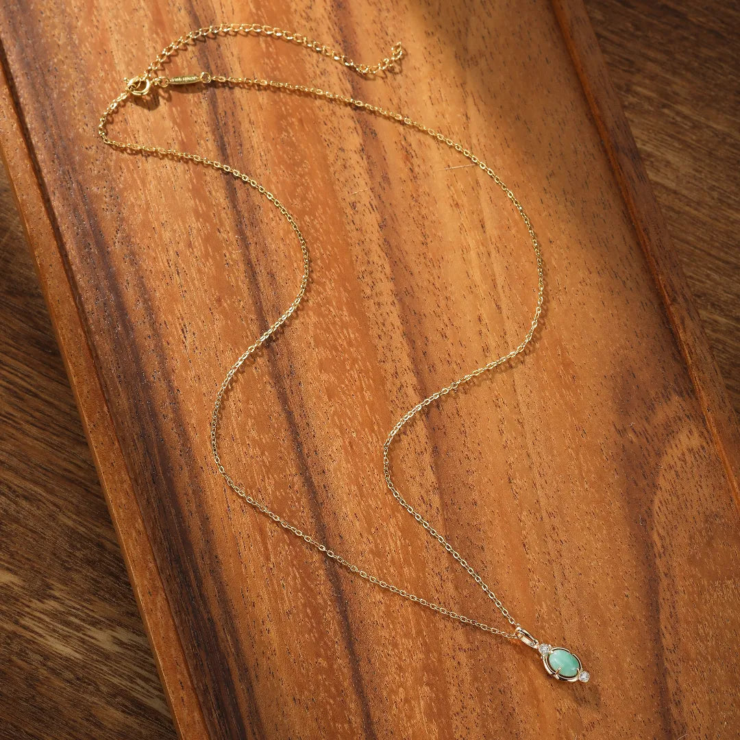 Collar Amazonita "Serenidad Dulce" Plata Dorada Oro