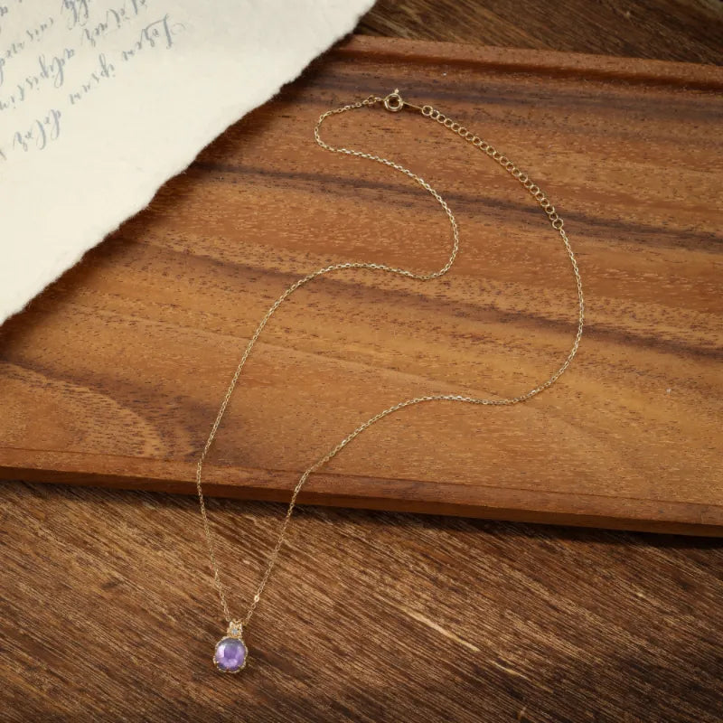 Collier Améthyste "Brume Lilas" Argent Plaqué Or