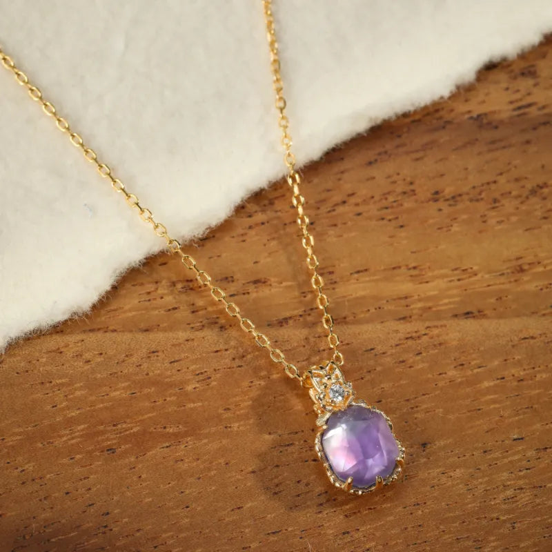Collier Améthyste "Brume Lilas" Argent Plaqué Or