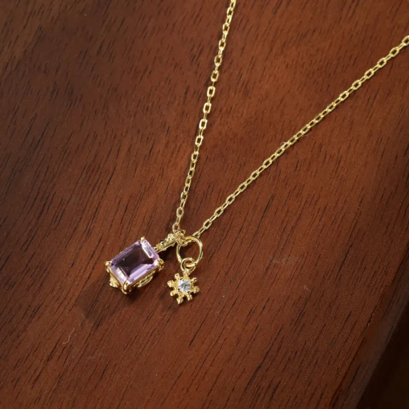 Collier Améthyste "Étoile Céleste" Argent Plaqué Or