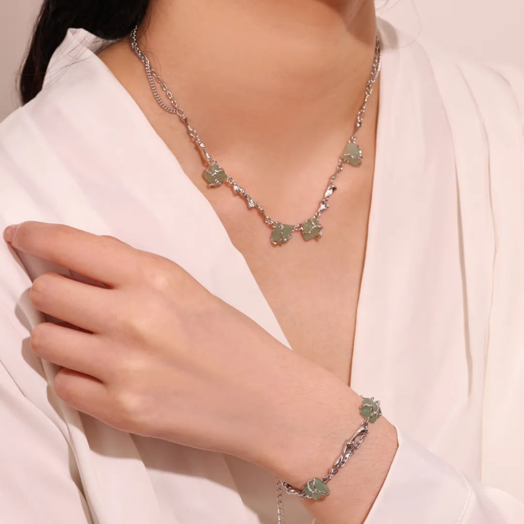 Collier Aventurine "Forêt Enlacée" Argent