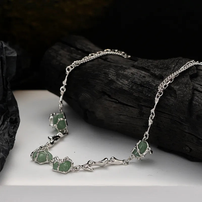 Collier Aventurine "Forêt Enlacée" Argent