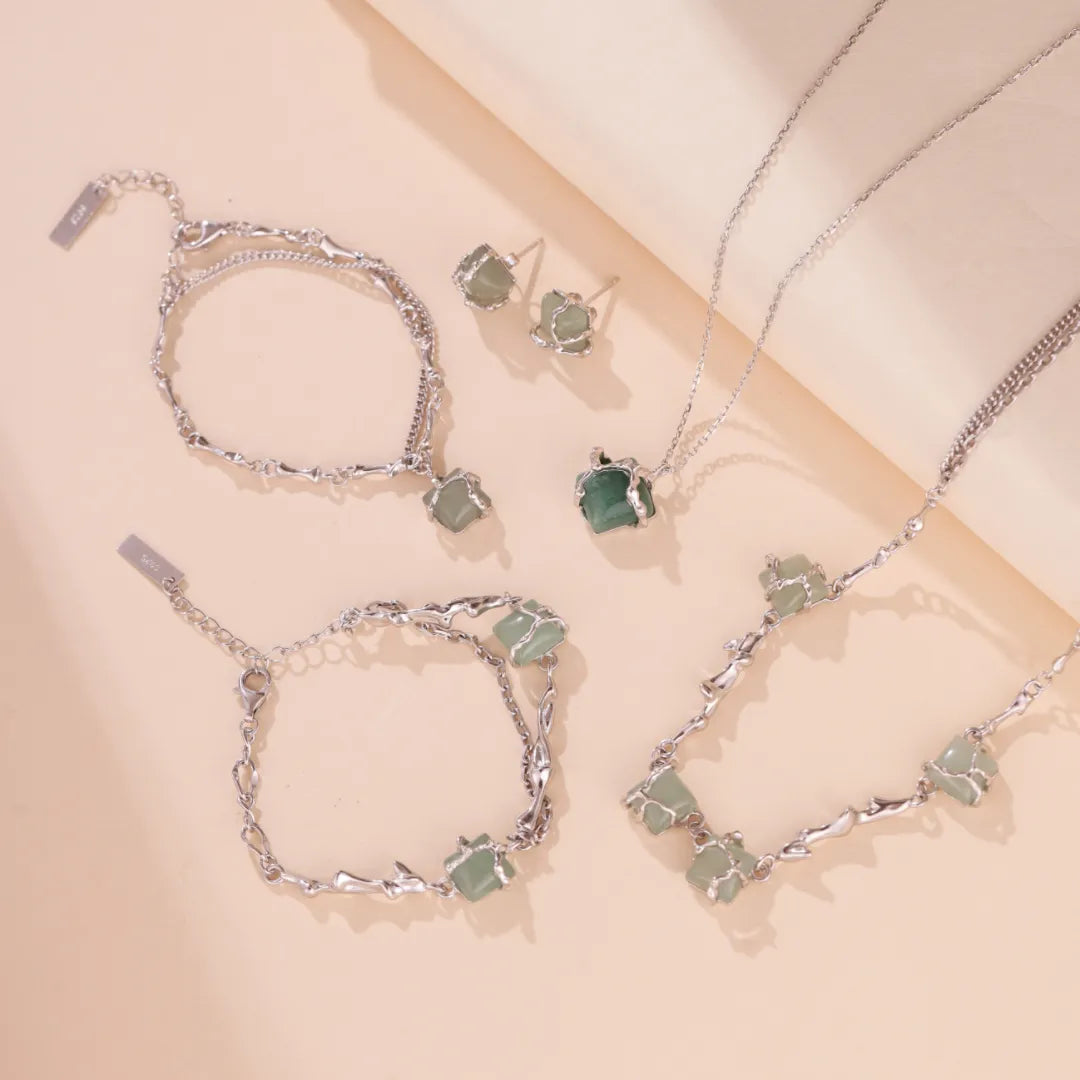Collier Aventurine "Forêt Enlacée" Argent