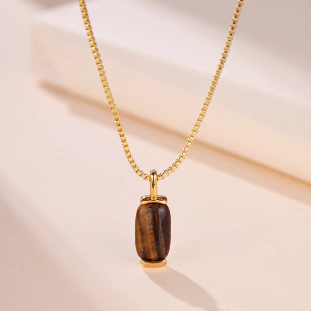 Collier Aventurine ou Œil de Tigre "Nature Paisible" Doré Or