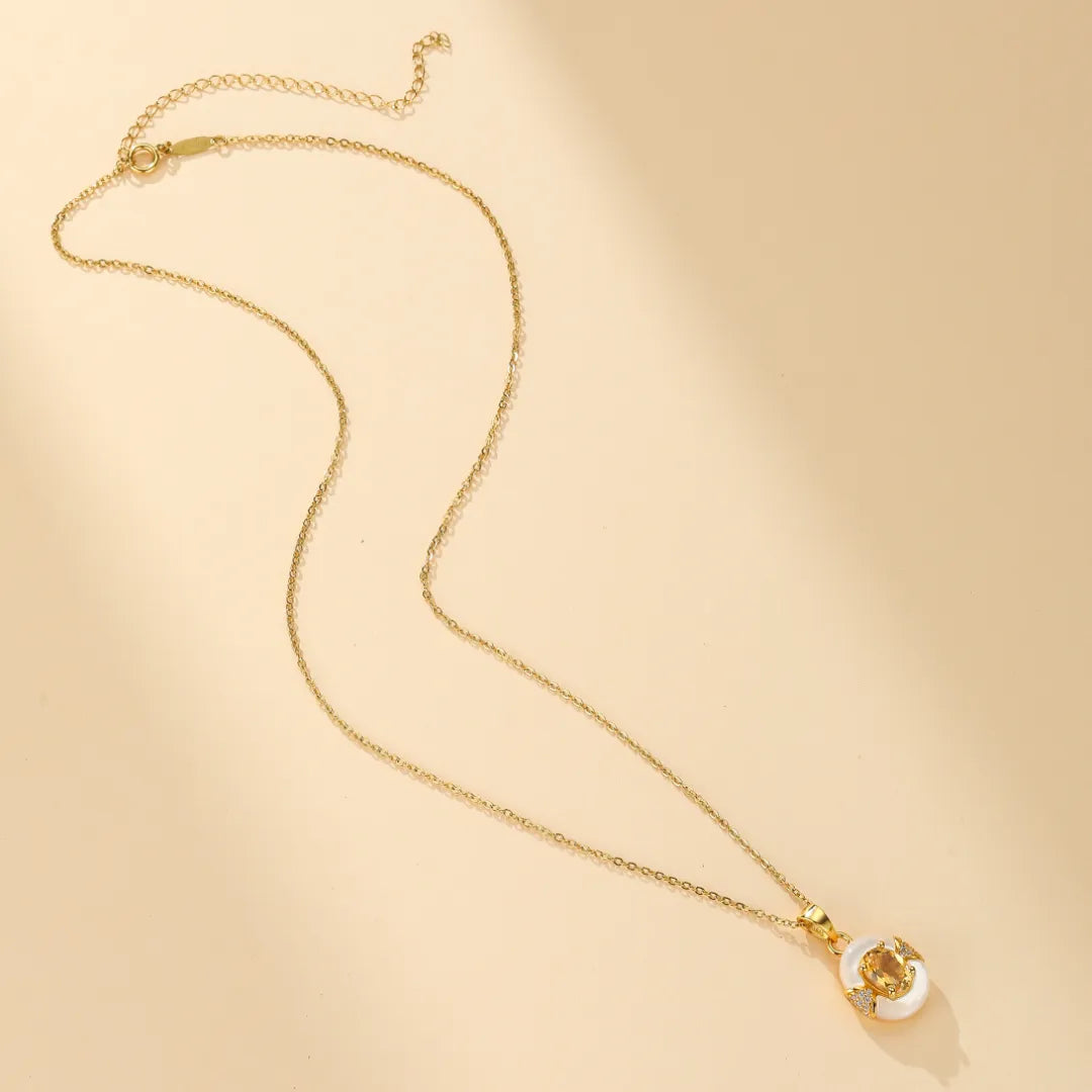 Collier Citrine et Nacre "Élégance Éternelle" Argent Doré Or