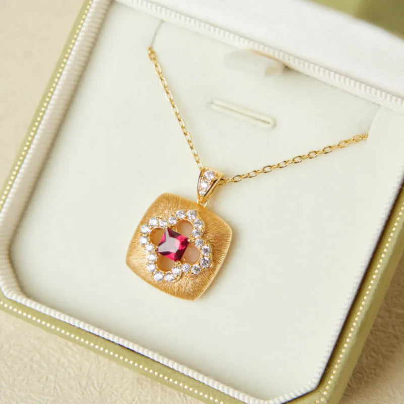 Collar Cornalina "Calor Floral" Plata Dorada Oro