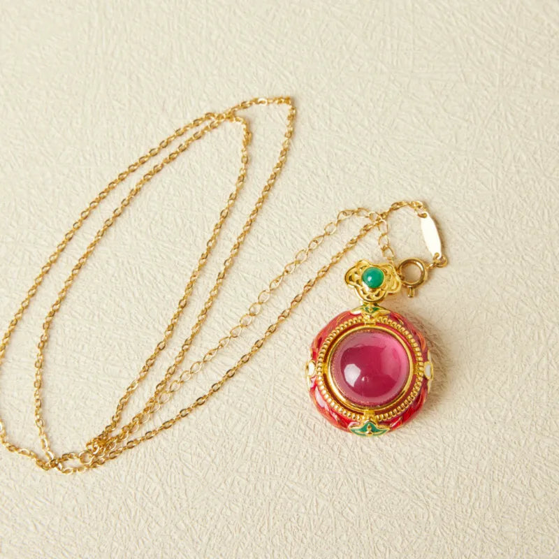 Collar Cornalina "Flor de Pasión" Plata Dorada Oro