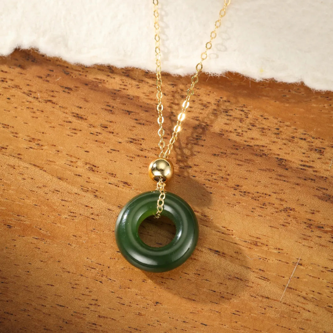 Collier Jade "Verdure de Sérénité" Argent Doré Or