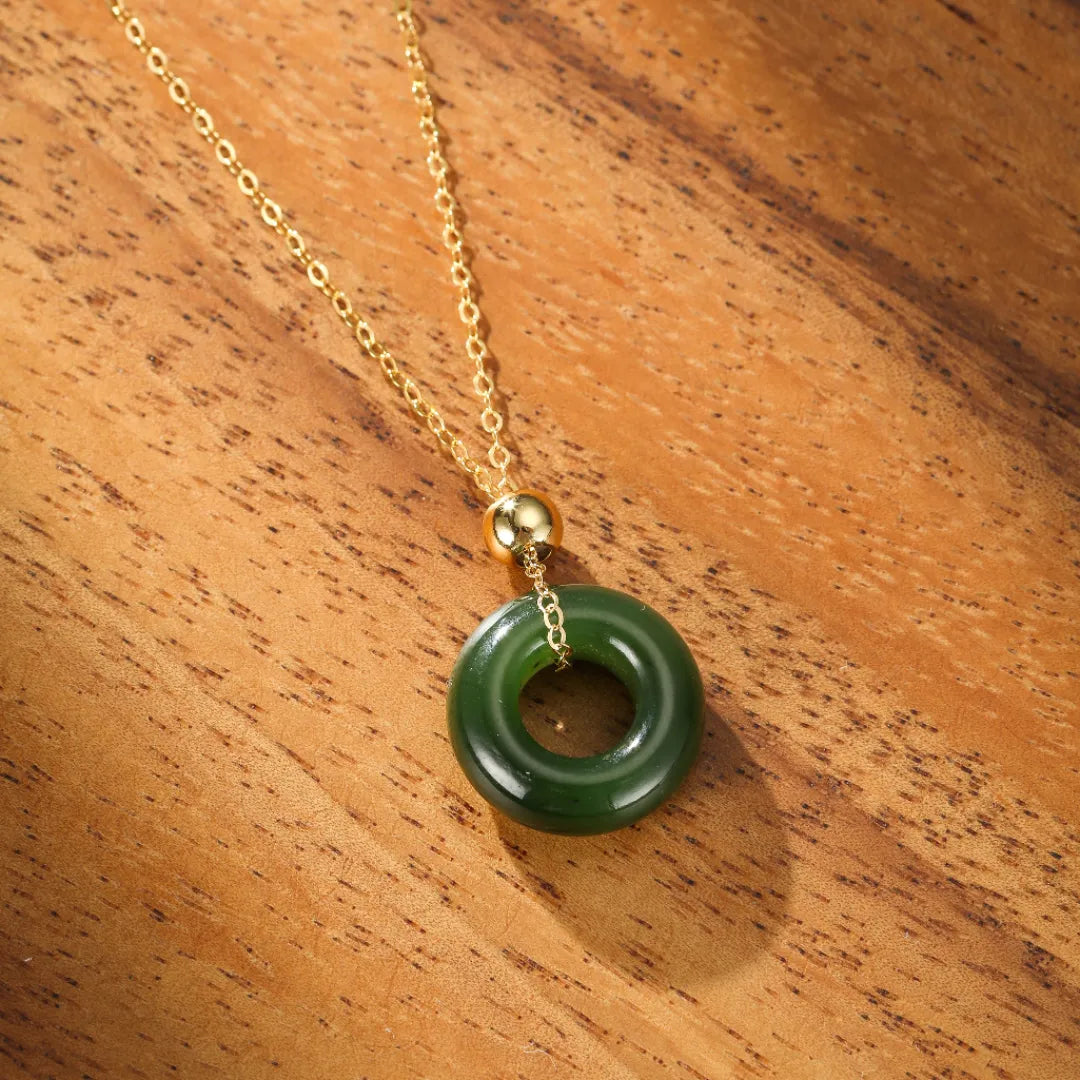 Collier Jade "Verdure de Sérénité" Argent Doré Or