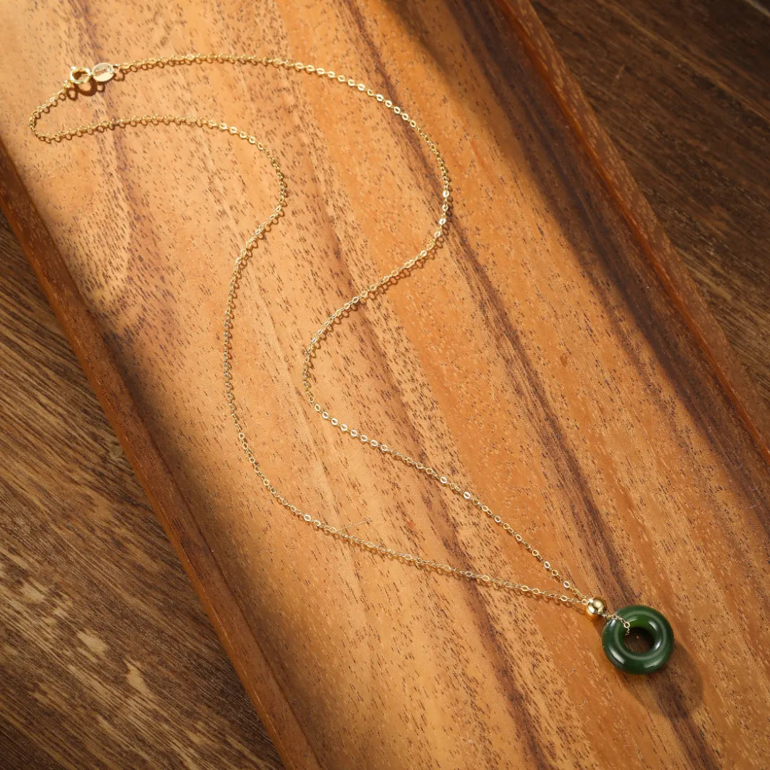 Collier Jade "Verdure de Sérénité" Argent Doré Or