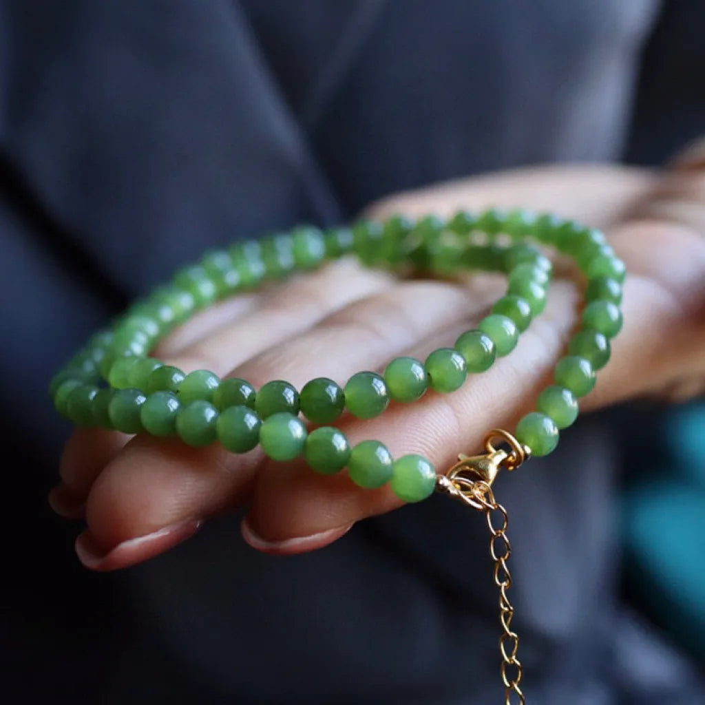 Collier Jade "Bonheur Éternel" Argent Doré Or