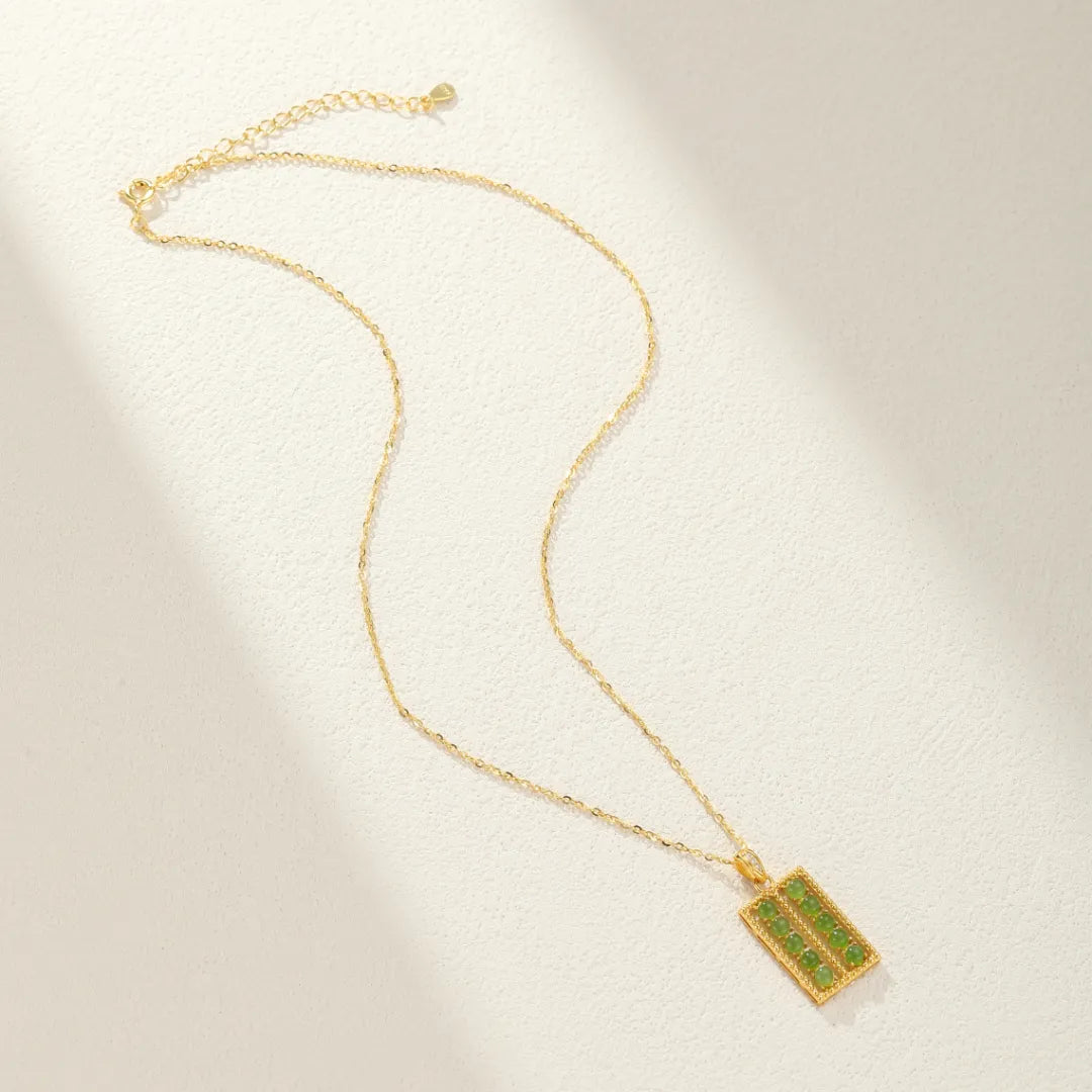 Collar Jade "Sabiduría Ancestral" Plata Dorada Oro