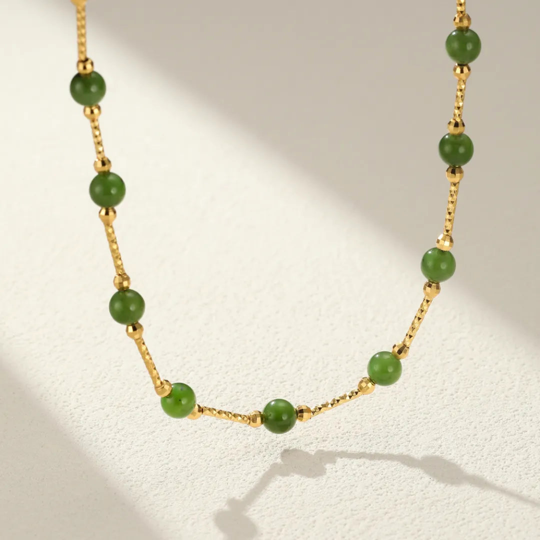 Collier Jade "Sérénité Harmonieuse" Argent Doré Or