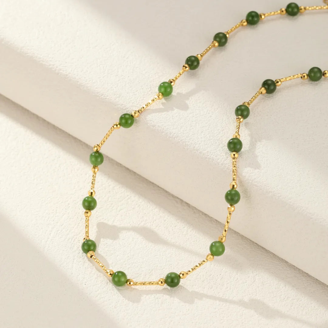 Collier Jade "Sérénité Harmonieuse" Argent Doré Or
