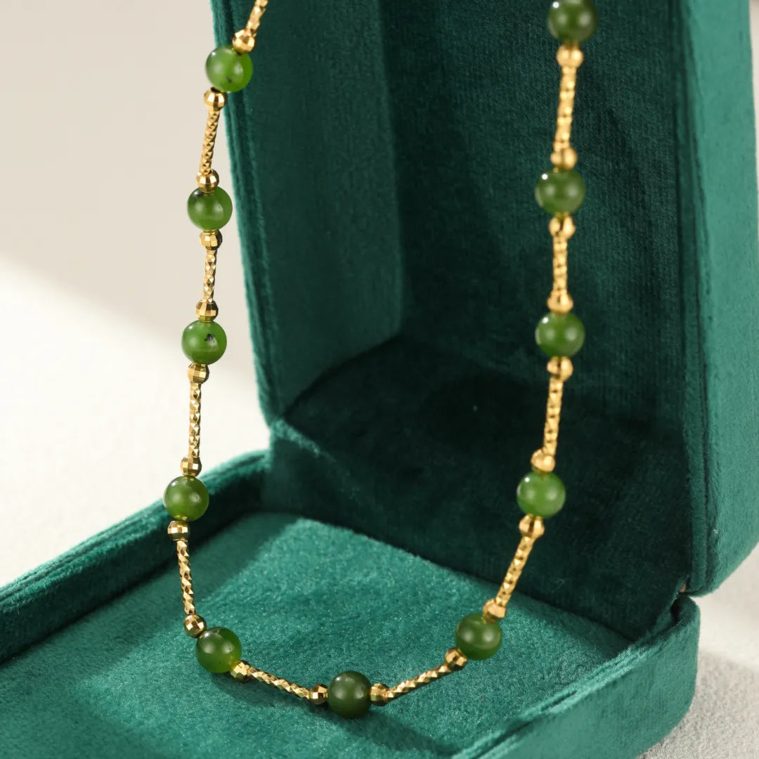 Collier Jade "Sérénité Harmonieuse" Argent Doré Or