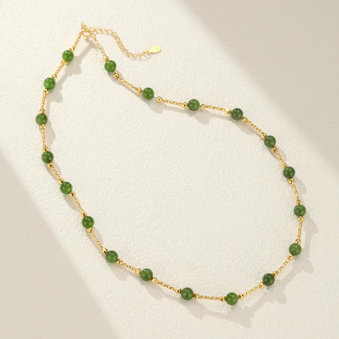 Collier Jade "Sérénité Harmonieuse" Argent Doré Or