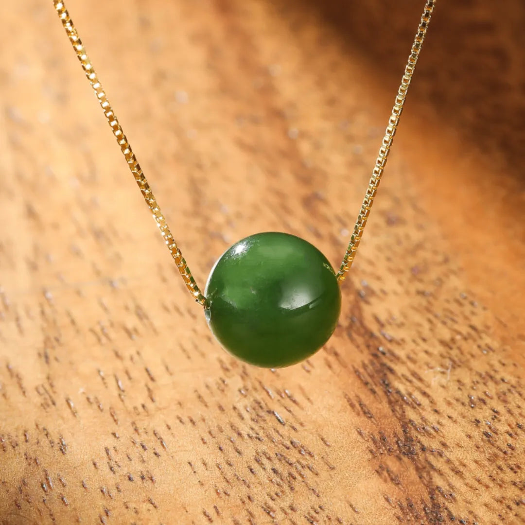 Collier Jade "Sphère Naturelle" Argent