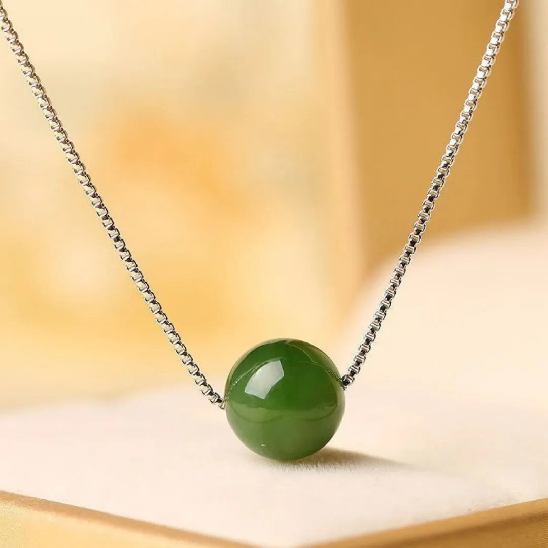 Collier Jade "Sphère Naturelle" Argent