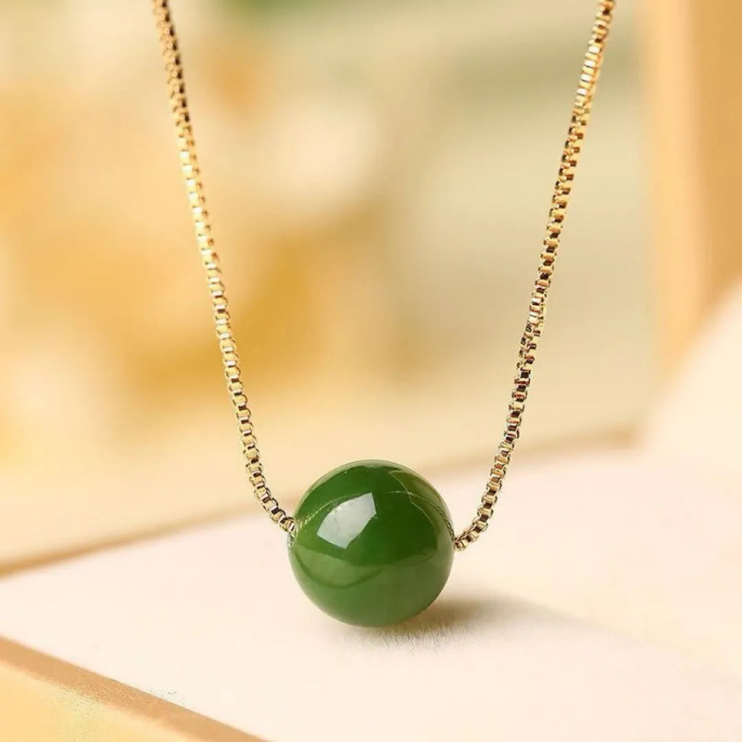 Collier Jade "Sphère Naturelle" Argent