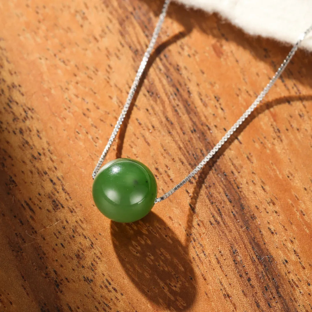 Collier Jade "Sphère Naturelle" Argent