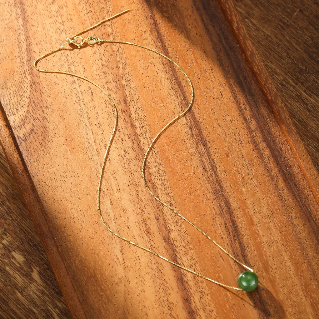 Collier Jade "Sphère Naturelle" Argent