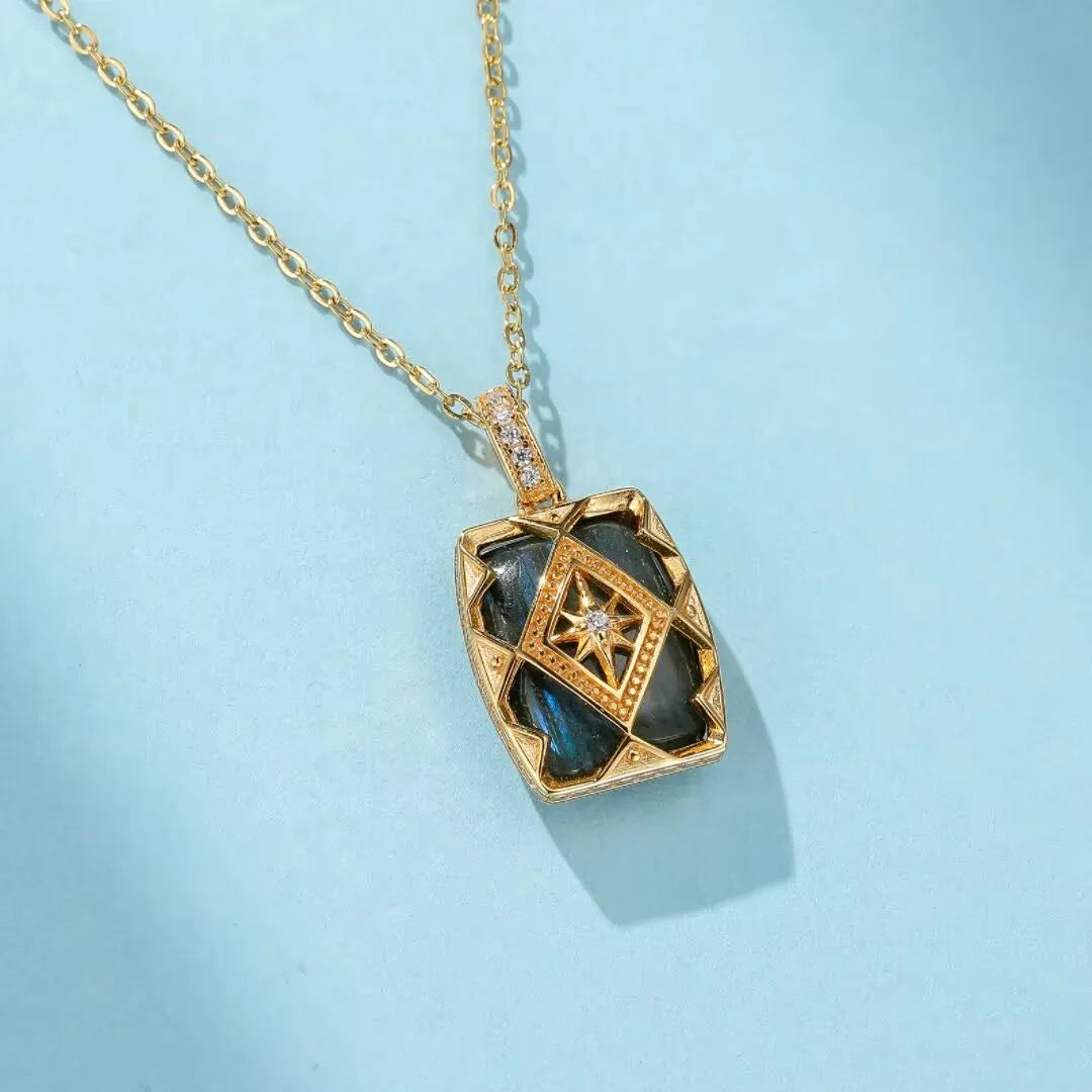 Collier Labradorite "Eclat Mystérieux" Argent Doré Or