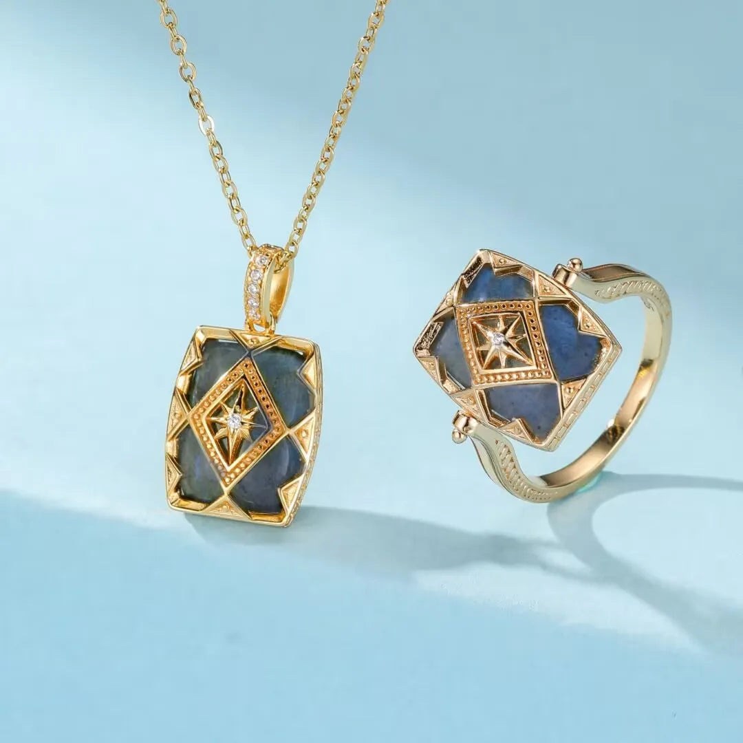 Collier Labradorite "Eclat Mystérieux" Argent Doré Or
