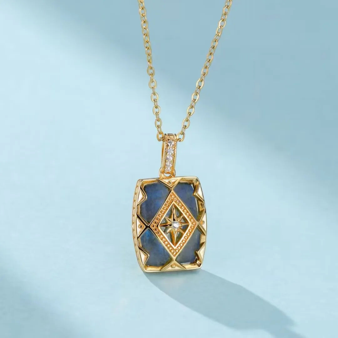 Collier Labradorite "Eclat Mystérieux" Argent Doré Or