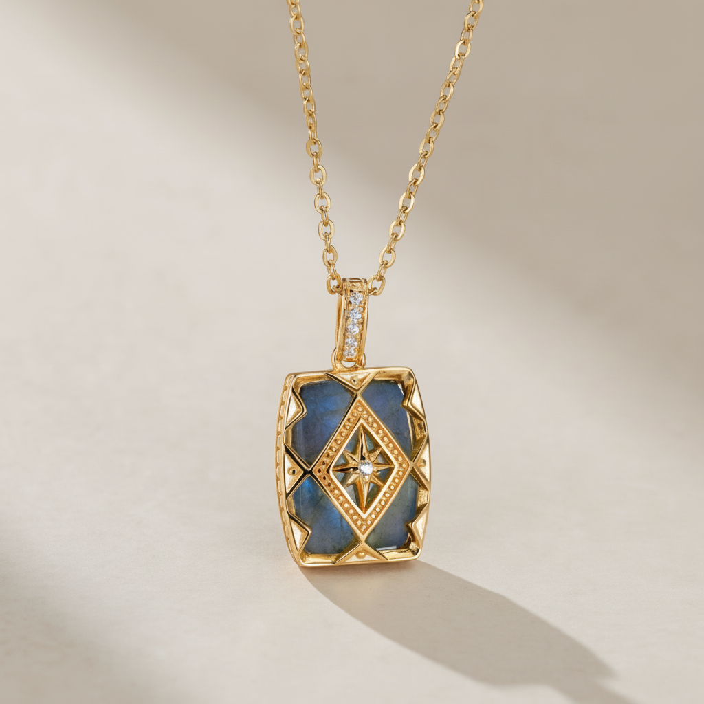 Collar Labradorita "Brillo Misterioso" Plata Dorada Oro