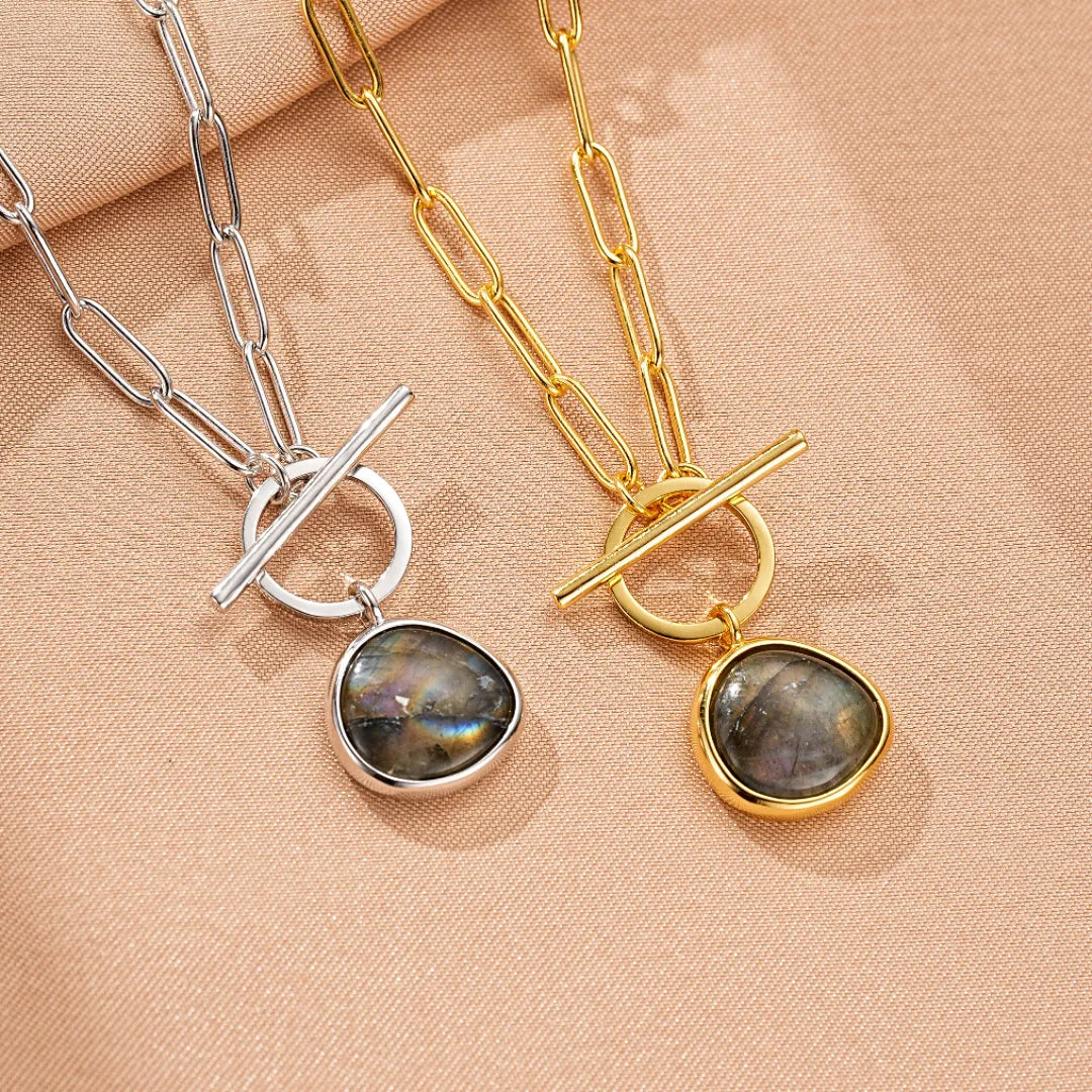 Labradorit Halskette "Rohes Eleganz" Silber