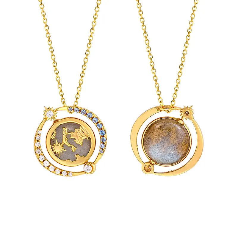 Collier Labradorite – Éclat Céleste, Argent Plaqué Or