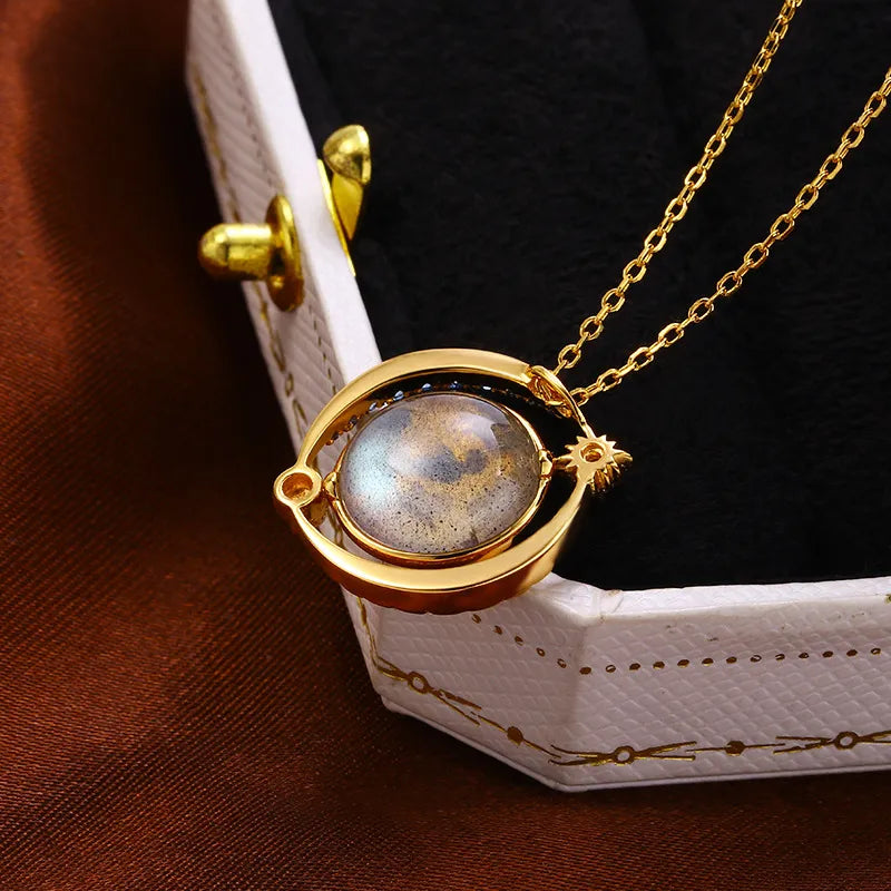 Collier Labradorite – Éclat Céleste, Argent Plaqué Or