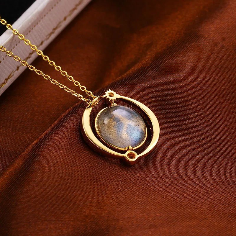 Collier Labradorite – Éclat Céleste, Argent Plaqué Or