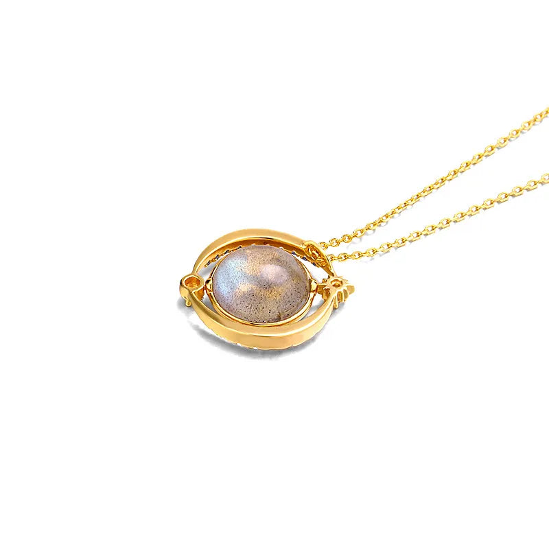 Collier Labradorite – Éclat Céleste, Argent Plaqué Or