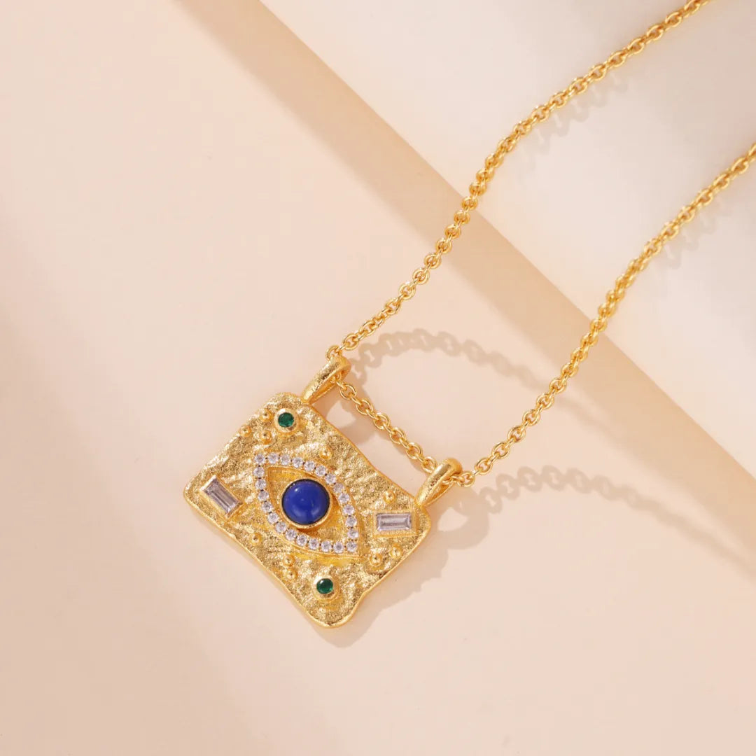 Collier Lapis Lazuli "Œil du Ciel" Argent Doré Or
