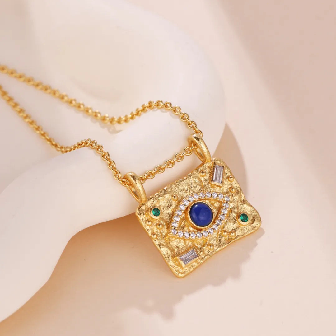 Collier Lapis Lazuli "Œil du Ciel" Argent Doré Or