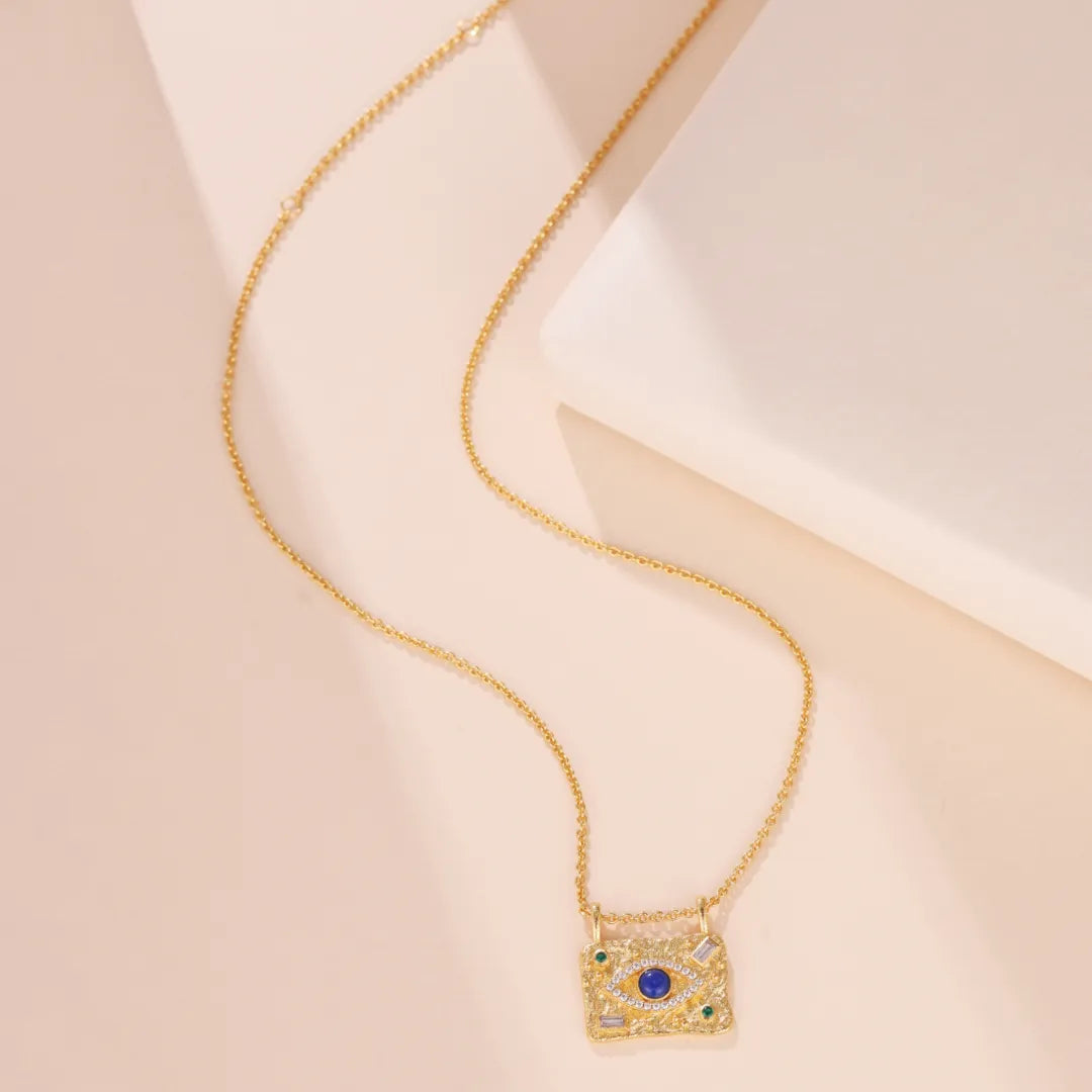 Collier Lapis Lazuli "Œil du Ciel" Argent Doré Or