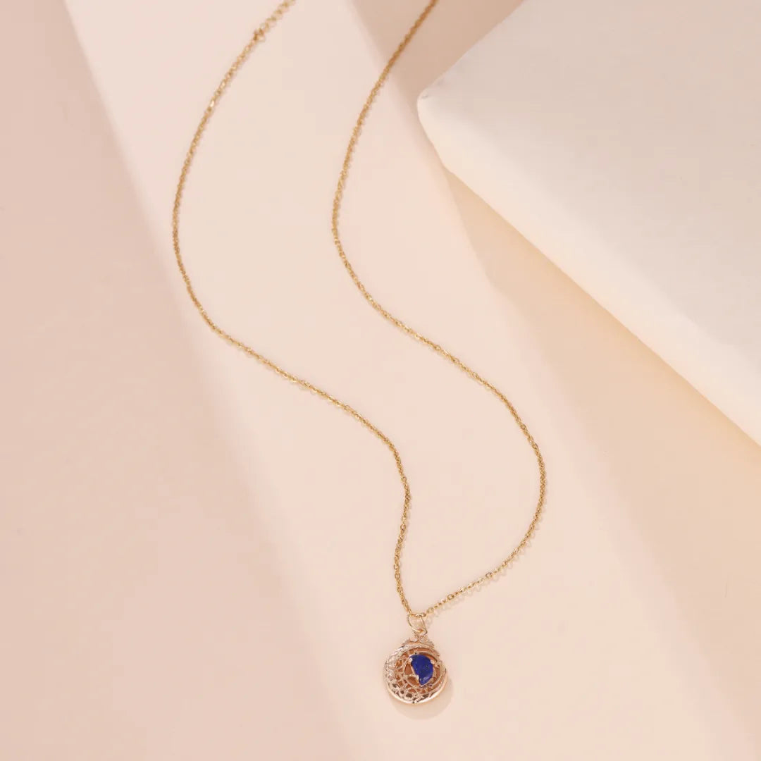Collier Lapis Lazuli "Belle Lune" Argent Doré Or