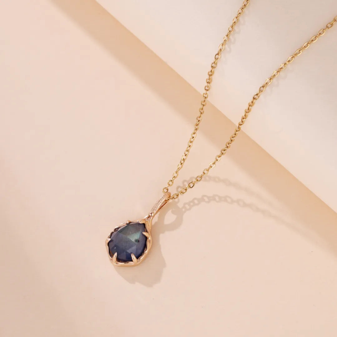 Collana Lapis Lazuli e Labradorite "Lotus Obscur" Argento Dorato Oro