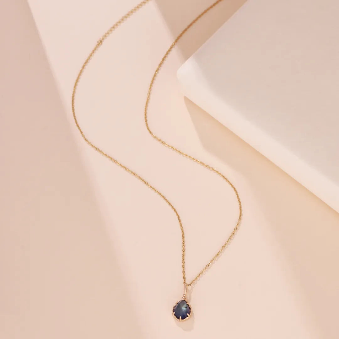 Collana Lapis Lazuli e Labradorite "Lotus Obscur" Argento Dorato Oro