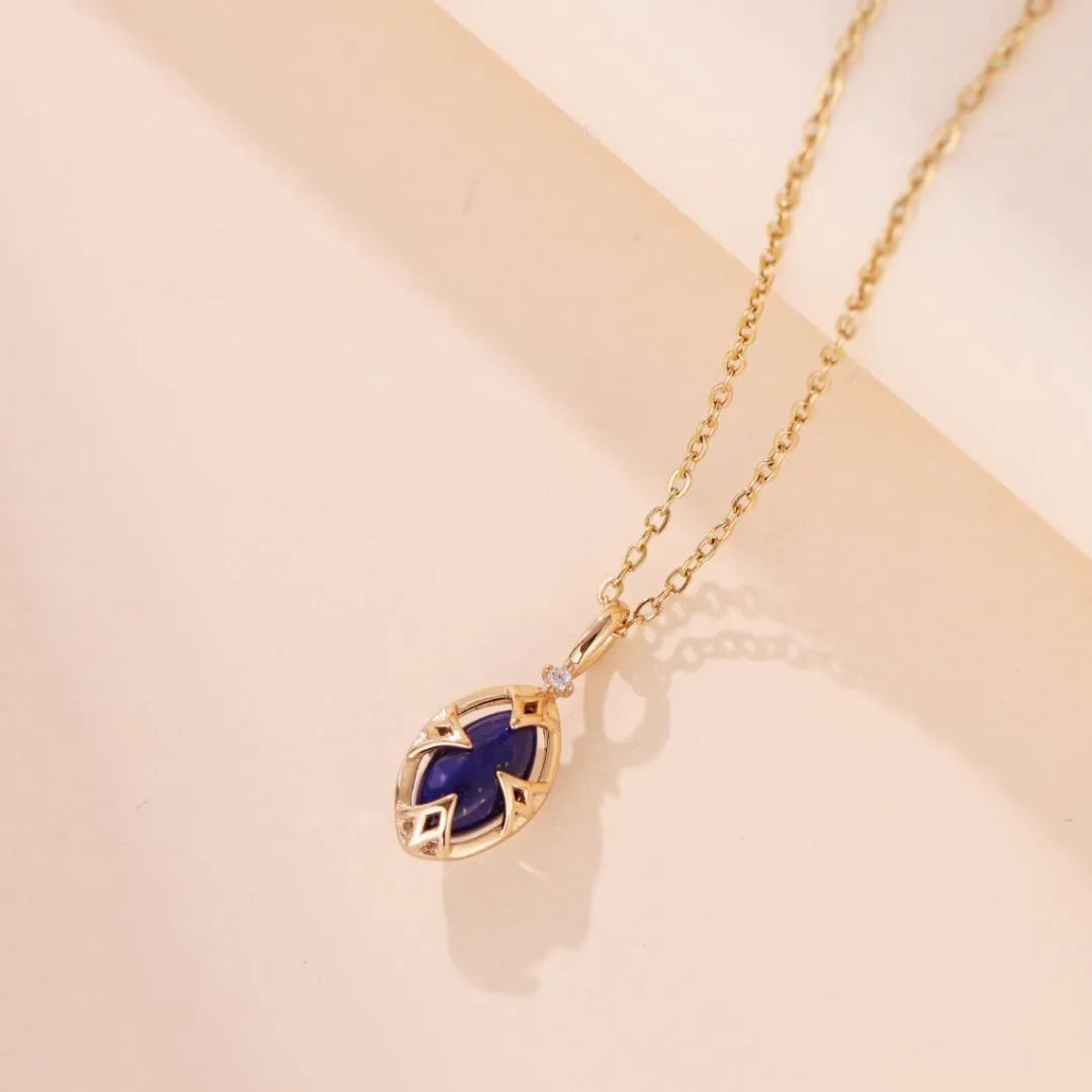 Collier Lapis Lazuli et Quartz Clair "Sérénité Marine" Argent Doré Or