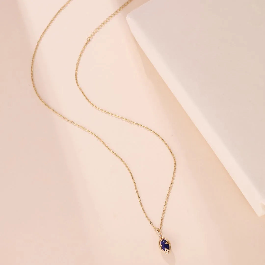 Collier Lapis Lazuli et Quartz Clair "Sérénité Marine" Argent Doré Or