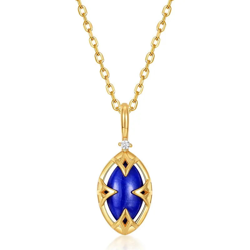 Collier Lapis Lazuli et Quartz Clair "Sérénité Marine" Argent Doré Or