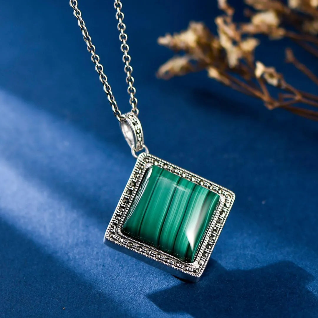 Collier Malachite "Verdure Elégante" Argent 925