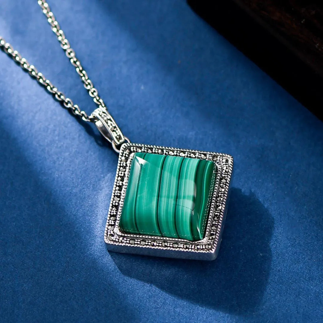 Collier Malachite "Verdure Elégante" Argent 925