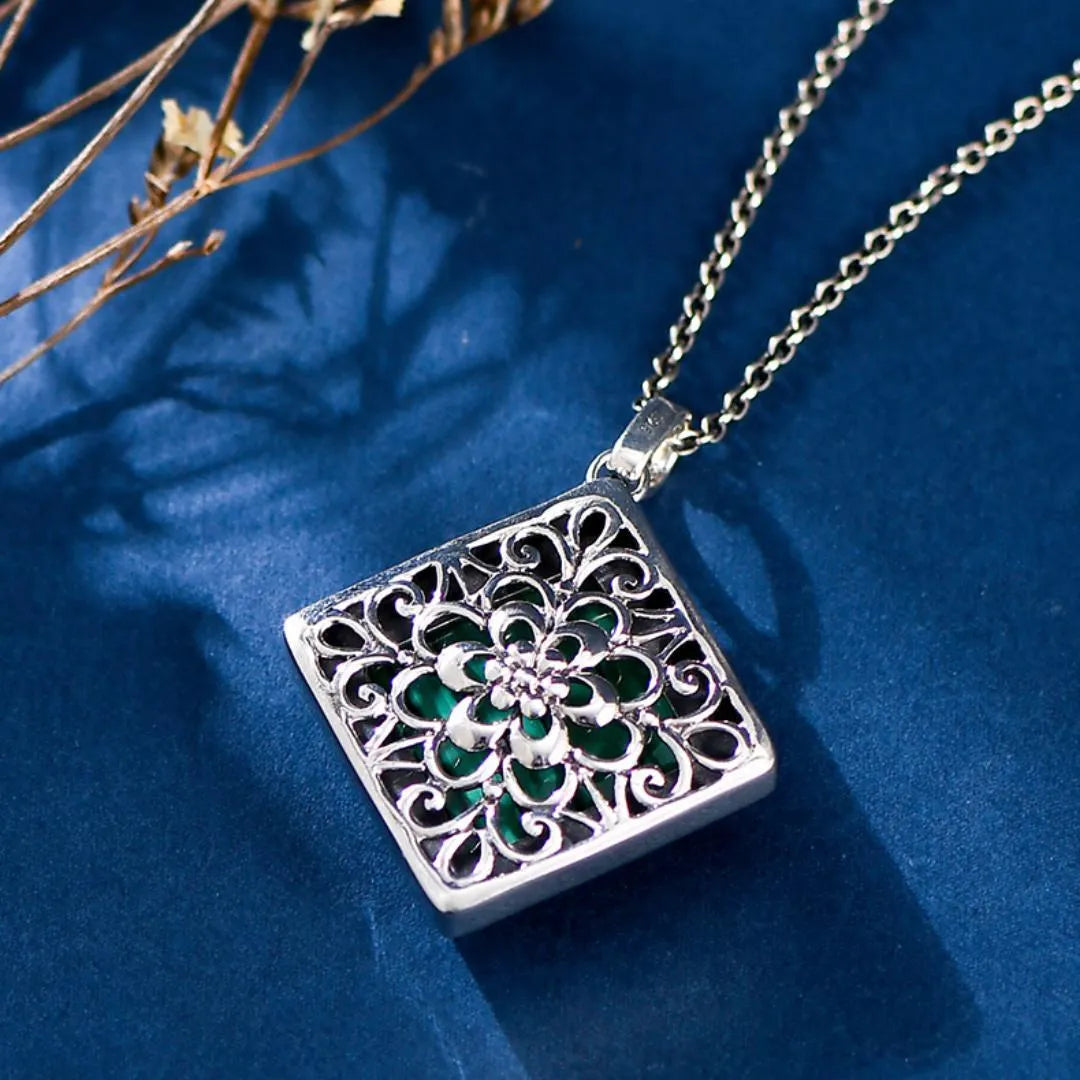 Collier Malachite "Verdure Elégante" Argent 925