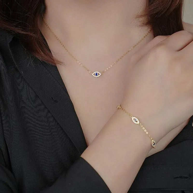 Collier Mauvais Œil "Gardien d'Or" Argent Doré Or