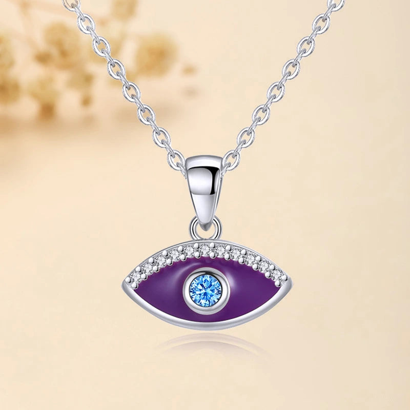 Collier Mauvais Œil "Gardien Violet" Argent