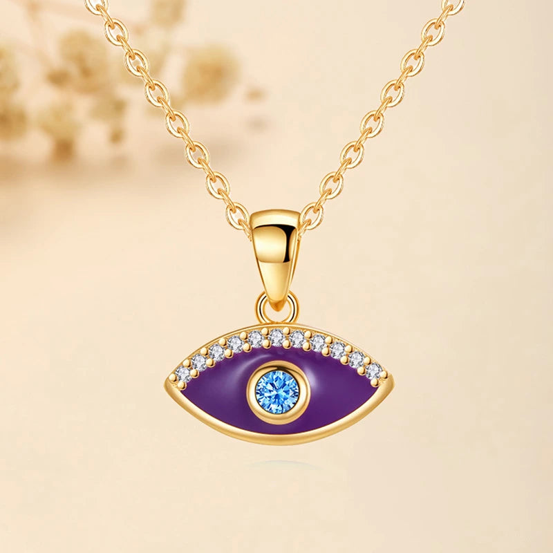 Collier Mauvais Œil "Gardien Violet" Argent